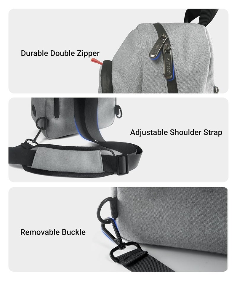 Syntech Carrying Case Compatible with Steam Deck OLED/ROG Ally X/ROG Xbox Ally X/Legion Go S/Nintendo Switch 2/PS Portal, Portable Travel Sling Bag for Consoles & Accessories with Large Storage, Gray - Image 5